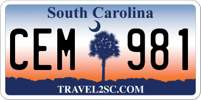 SC license plate CEM981