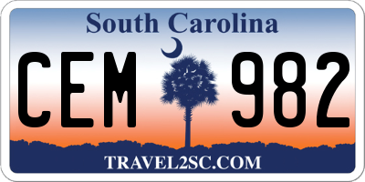SC license plate CEM982