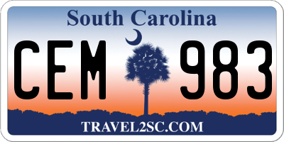 SC license plate CEM983