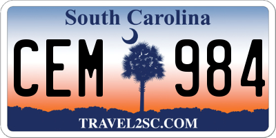 SC license plate CEM984