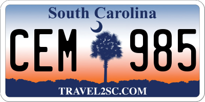 SC license plate CEM985