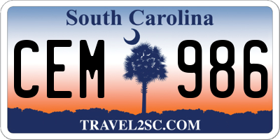 SC license plate CEM986