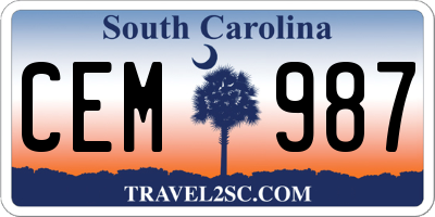 SC license plate CEM987