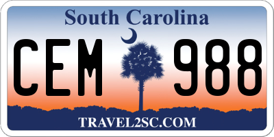 SC license plate CEM988