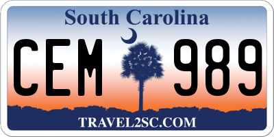 SC license plate CEM989