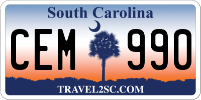 SC license plate CEM990