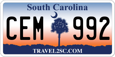 SC license plate CEM992