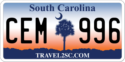 SC license plate CEM996