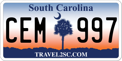SC license plate CEM997