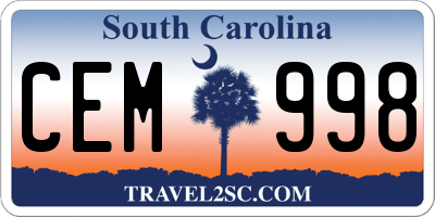 SC license plate CEM998