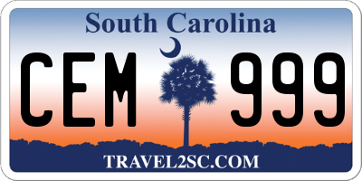 SC license plate CEM999