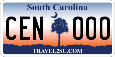 SC license plate CEN000