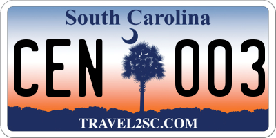 SC license plate CEN003