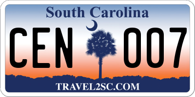 SC license plate CEN007