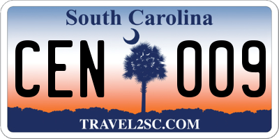 SC license plate CEN009