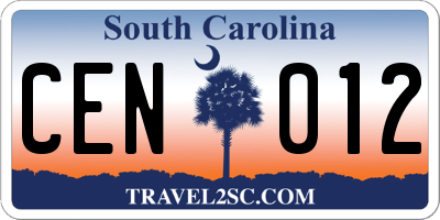 SC license plate CEN012