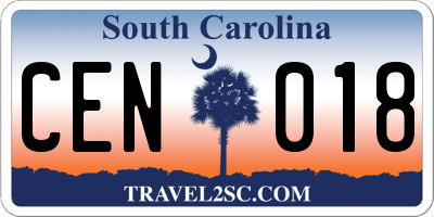 SC license plate CEN018