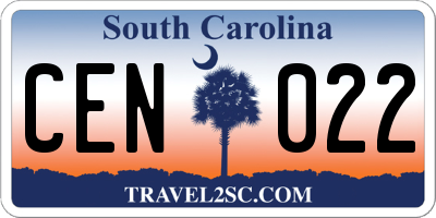 SC license plate CEN022