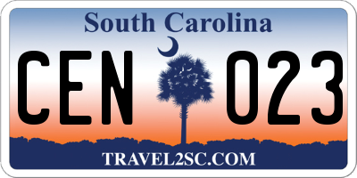 SC license plate CEN023