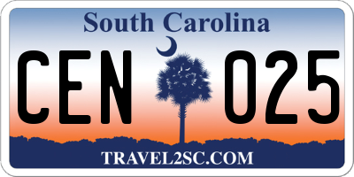 SC license plate CEN025