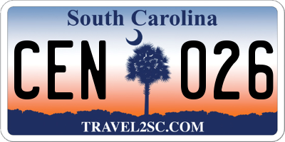 SC license plate CEN026