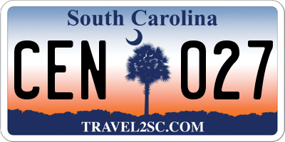 SC license plate CEN027