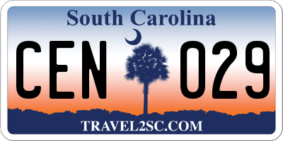 SC license plate CEN029