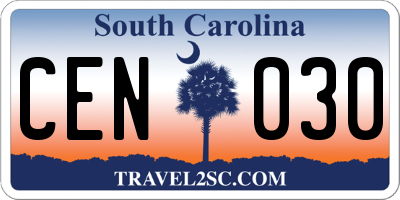 SC license plate CEN030