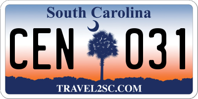 SC license plate CEN031