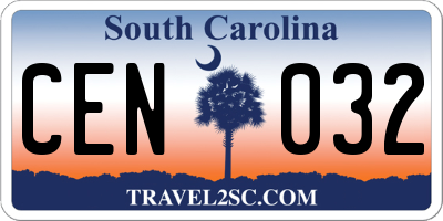 SC license plate CEN032