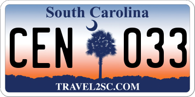 SC license plate CEN033