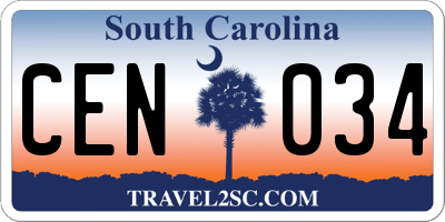 SC license plate CEN034
