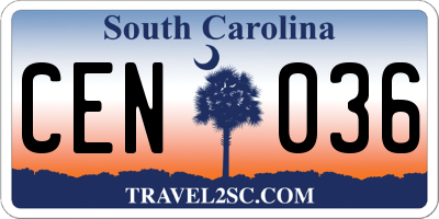 SC license plate CEN036