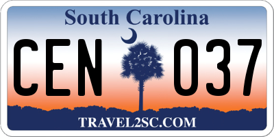 SC license plate CEN037