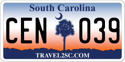 SC license plate CEN039