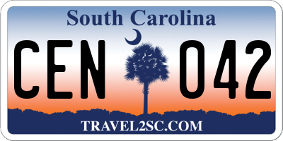 SC license plate CEN042