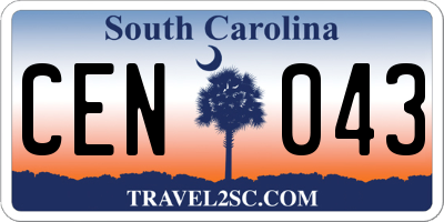 SC license plate CEN043