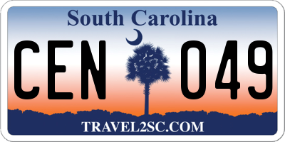 SC license plate CEN049