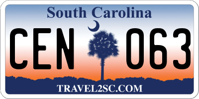 SC license plate CEN063