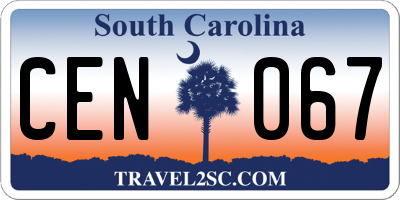 SC license plate CEN067