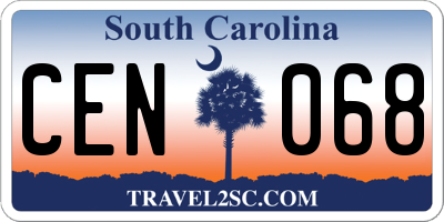 SC license plate CEN068