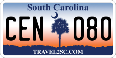 SC license plate CEN080