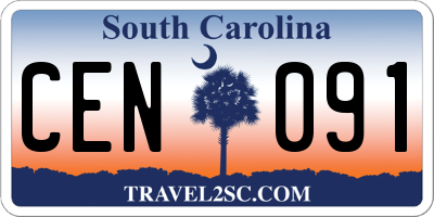 SC license plate CEN091