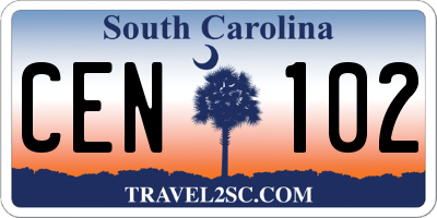 SC license plate CEN102