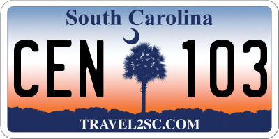 SC license plate CEN103