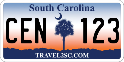 SC license plate CEN123