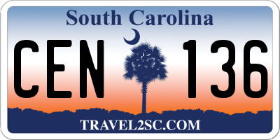 SC license plate CEN136