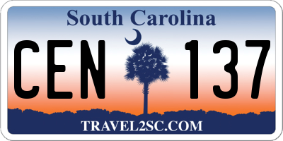 SC license plate CEN137