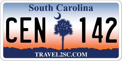 SC license plate CEN142