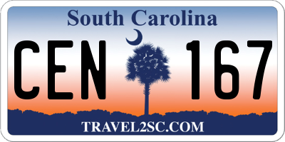 SC license plate CEN167